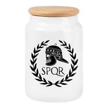 Roman Empire and the Black Skull - Cookie Jar with Wooden Lid - white - Front