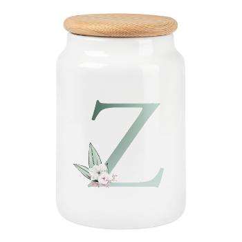 Z Monogramm, Floral, personalisierbar - Keksdose mit Holzdeckel - Weiß - Vorne