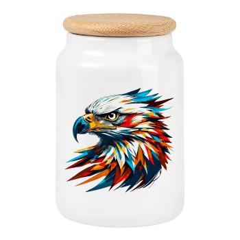 Majestueuse tête d’aigle ! - Boîte à biscuits avec couvercle en bois - blanc - Devant