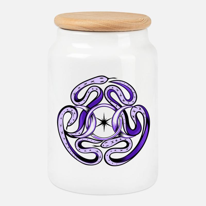 Hekate Snakes - Keksdose mit Holzdeckel - Weiß