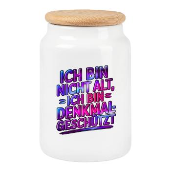 I'm not old, I'm a listed building - Cookie Jar with Wooden Lid - white - Front