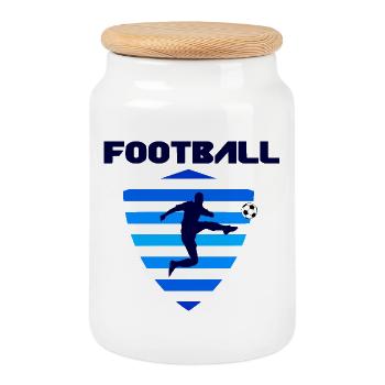 Football - Cookie Jar with Wooden Lid - white - Front