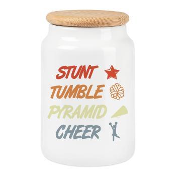 Dicton de pom-pom girl vintage - Boîte à biscuits avec couvercle en bois - blanc - Devant