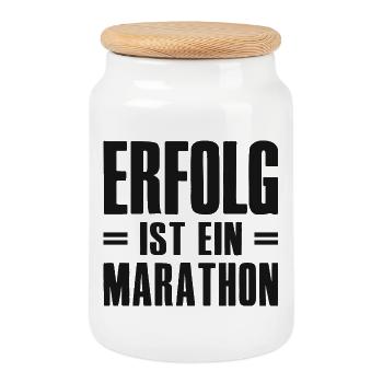 Erfolg ist ein Marathon Gründer Unternehmer - Keksdose mit Holzdeckel - Weiß - Vorne