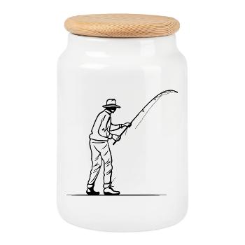 Angler - Keksdose mit Holzdeckel - Weiß - Vorne