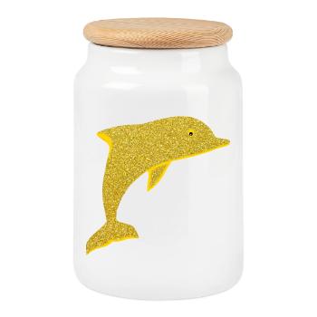Niedlicher Delfin - Keksdose mit Holzdeckel - Weiß - Vorne