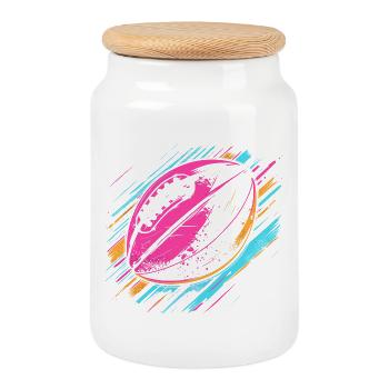 Football Ball Graffiti - Cookie Jar with Wooden Lid - white - Front