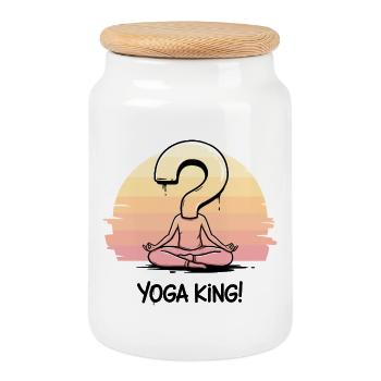 Roi du yoga ? - Boîte à biscuits avec couvercle en bois - blanc - Devant