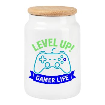 Level Up Gamer Life Controller - Cookie Jar with Wooden Lid - white - Front