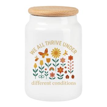 We thrive in different conditions - Cookie Jar with Wooden Lid - white - Front