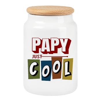 Papy cool - Boîte à biscuits avec couvercle en bois - blanc - Devant