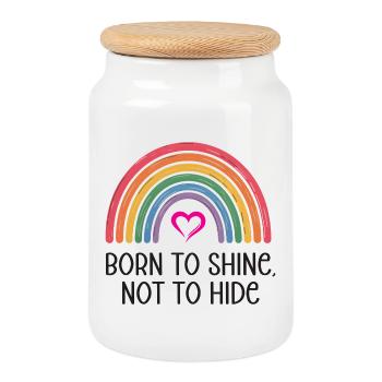 LGBTQ Pride Month - Geboren, um zu glänzen, nicht um sich zu verstecken - Keksdose mit Holzdeckel - Weiß - Vorne
