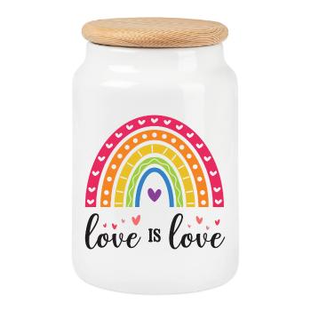 LGBT Pride Month - Liebe ist Liebe - Keksdose mit Holzdeckel - Weiß - Vorne