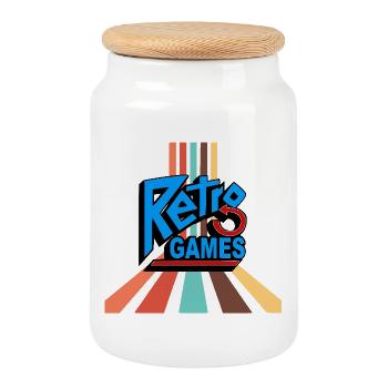 Retro games - Cookie Jar with Wooden Lid - white - Front