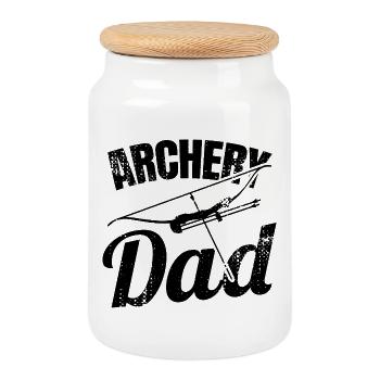 Archery Dad - Cookie Jar with Wooden Lid - white - Front