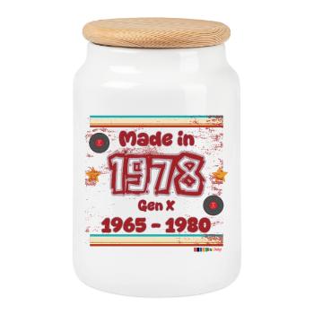 70s Generation Retro Design - Cookie Jar with Wooden Lid - white - Front