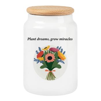 A bouquet of colorful flowers for spring - Cookie Jar with Wooden Lid - white - Front