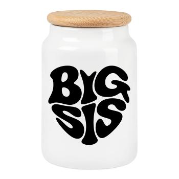 Grande Sœur - Boîte à biscuits avec couvercle en bois - blanc - Devant