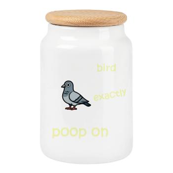 Bird mode - Activated - Cookie Jar with Wooden Lid - white - Front