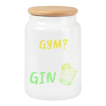Gymnase? I Thought You Said Gin – T-shirt d’entraînement amusant - Boîte à biscuits avec couvercle en bois - blanc - Devant