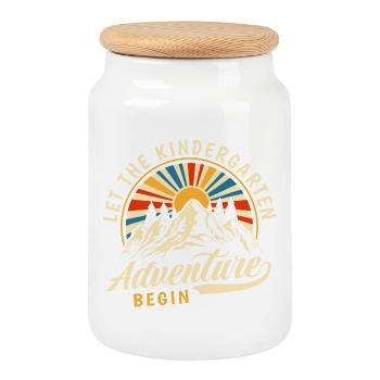 Berge und Sonnenaufgang Adventure Design - Keksdose mit Holzdeckel - Weiß - Vorne