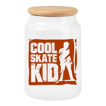 Skater Skateboard - Keksdose mit Holzdeckel - Weiß - Vorne