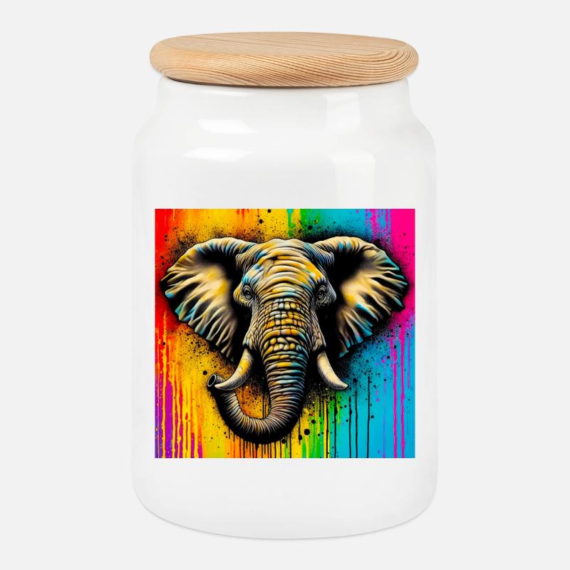 Elefant - Keksdose mit Holzdeckel - Weiß