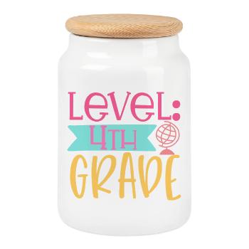 Grade 4 - Cookie Jar with Wooden Lid - white - Front