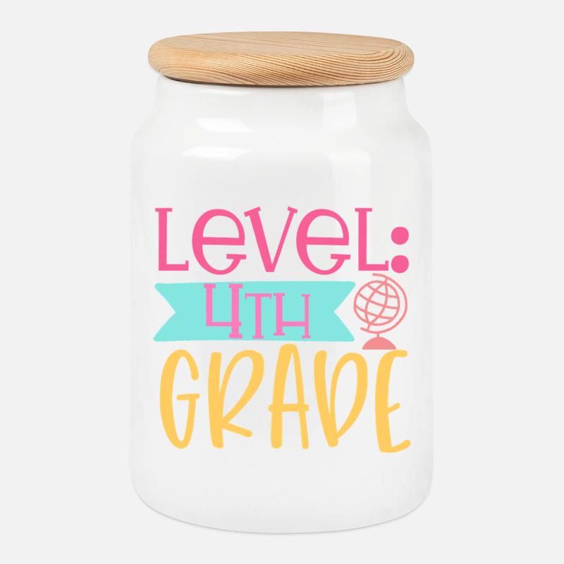 Grade 4 - Cookie Jar with Wooden Lid - white
