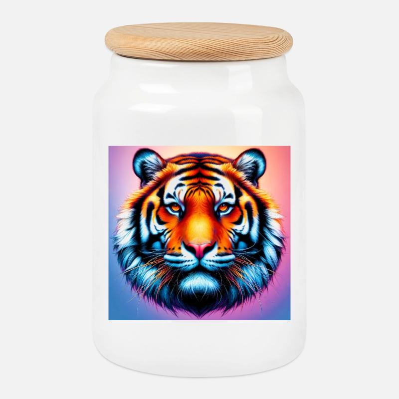 Tiger - Keksdose mit Holzdeckel - Weiß