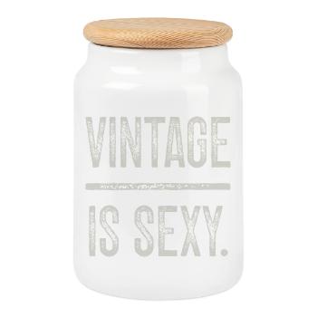Vintage Design Is Sexy Distressed Effect - Cookie Jar with Wooden Lid - white - Front