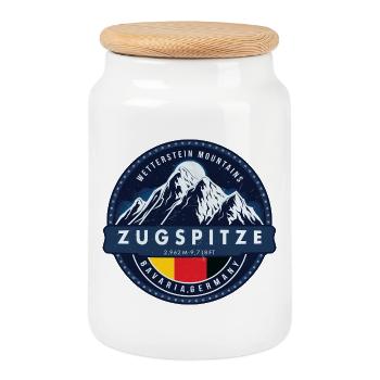 Zugspitze , , Wetterstein Mountains , Germany-Aust - Cookie Jar with Wooden Lid - white - Front