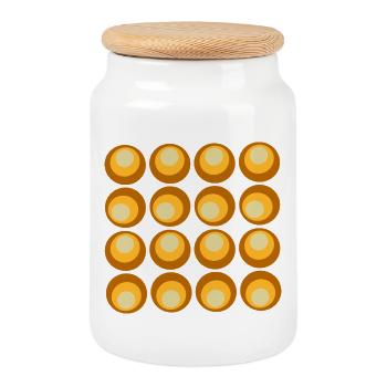 70s flower pattern retro hippie flowers power - Cookie Jar with Wooden Lid - white - Front