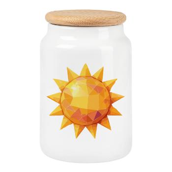 Soleil - Boîte à biscuits avec couvercle en bois - blanc - Devant