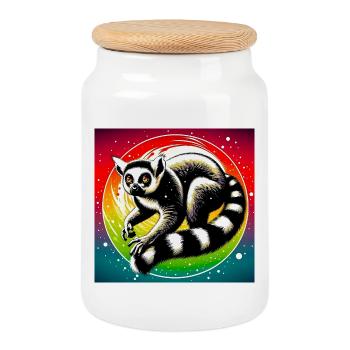 Lémurien - Boîte à biscuits avec couvercle en bois - blanc - Devant