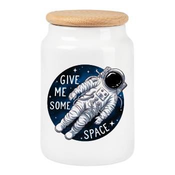 Weltraumastronaut Lustiger Spruch - Keksdose mit Holzdeckel - Weiß - Vorne