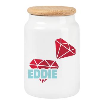 Eddie en tant que Precious - Boîte à biscuits avec couvercle en bois - blanc - Devant
