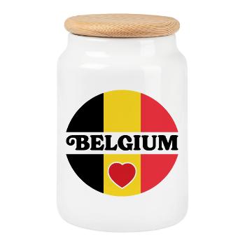 Design Belgium Balanced Hearts - Cookie Jar with Wooden Lid - white - Front