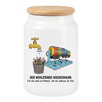 Le robinet de la prospérité - Boîte à biscuits avec couvercle en bois - blanc - Devant