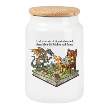 The rich are still alive today - Cookie Jar with Wooden Lid - white - Front