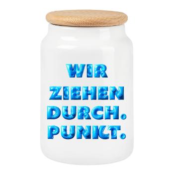 We're moving through - Cookie Jar with Wooden Lid - white - Front