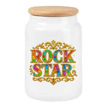 Vibrant Glitter Rock Star Embellishment - Keksdose mit Holzdeckel - Weiß - Vorne