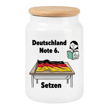Deutschland Note 6 - Keksdose mit Holzdeckel - Weiß - Vorne