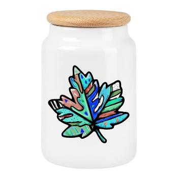 Maple Leaf Colorful Symbol - Cookie Jar with Wooden Lid - white - Front