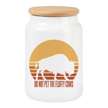 Funny Bold Buffalo Sunset Silhouette - Cookie Jar with Wooden Lid - white - Front