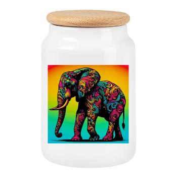 Elefant - Keksdose mit Holzdeckel - Weiß - Vorne