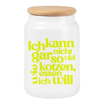 I CAN'T PUKE AS MUCH AS I EAT... - Cookie Jar with Wooden Lid - white - Front