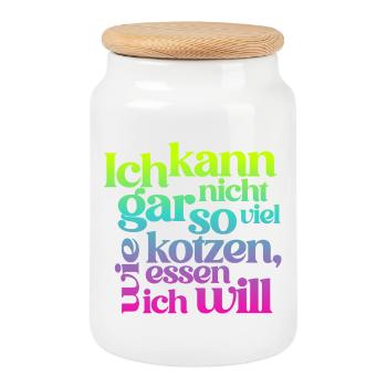 I CAN'T PUKE AS MUCH AS I EAT... - Cookie Jar with Wooden Lid - white - Front