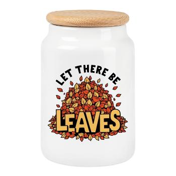 Autumn leaves Autumn leaves Autumn leaves Autumn leaves - Cookie Jar with Wooden Lid - white - Front