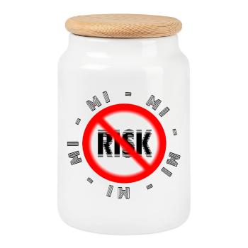 Mode de vie sans risque Motif MI MI MI NO Risk - Boîte à biscuits avec couvercle en bois - blanc - Devant